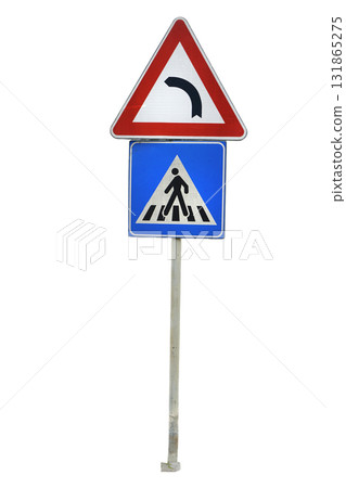 the pedestrian crossing road sign isolated 131865275