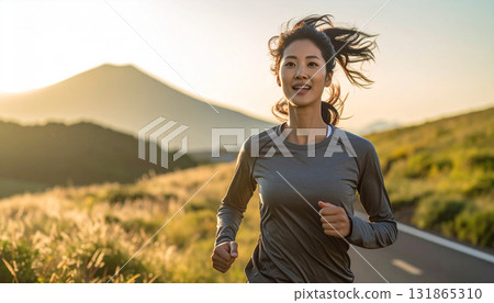 Young woman running (AI-generated image) Young woman running (AI-generated image) 131865310
