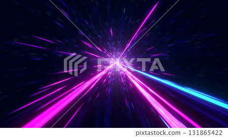 Neon Space Warp Speed Effect with Starburst Neon Space Warp Speed Effect with Starburst 131865422