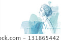 Calm Woman Breathing with Heartbeat Line 131865442