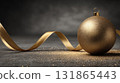 Elegant Gold Ornament with Glitter Ribbon Background 131865443