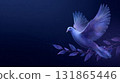 Glowing Dove with Olive Branch Symbol of Peace 131865446