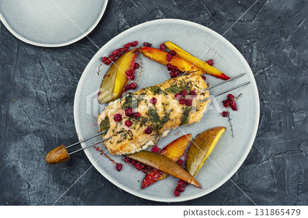Salmon on skewers. Salmon on skewers. 131865479