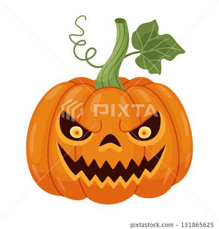 Halloween pumpkin, Jack o' lantern. Hand drawn trendy flat style. Halloween pumpkin, Jack o' lantern. Hand drawn trendy flat style. 131865625