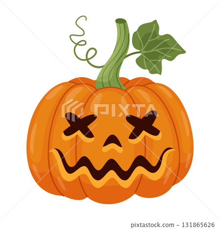 Halloween pumpkin, Jack o' lantern. Hand drawn trendy flat style. Halloween pumpkin, Jack o' lantern. Hand drawn trendy flat style. 131865626