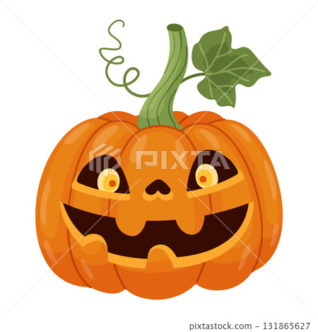 Halloween pumpkin, Jack o' lantern. Hand drawn trendy flat style. Halloween pumpkin, Jack o' lantern. Hand drawn trendy flat style. 131865627