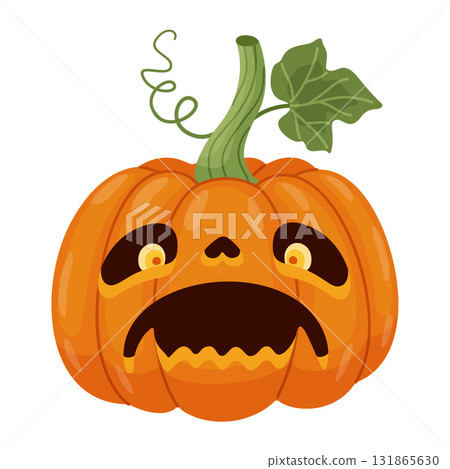 Halloween pumpkin, Jack o' lantern. Hand drawn trendy flat style. Halloween pumpkin, Jack o' lantern. Hand drawn trendy flat style. 131865630