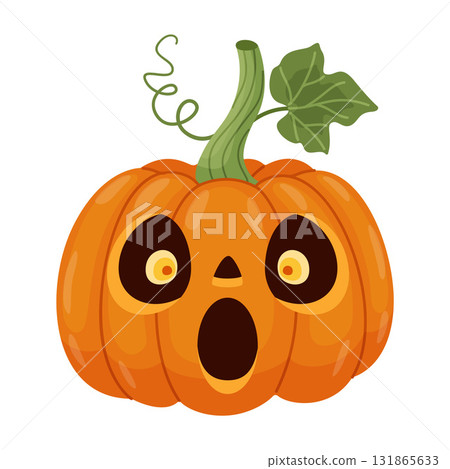 Halloween pumpkin, Jack o' lantern. Hand drawn trendy flat style. 131865633