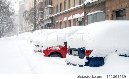 Car buried in snow (AI-generated image) 131865689
