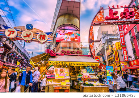 Tokyo cityscape, Japan, October 10th. Inbound tourism continues... View of Ameyoko and other areas bustling with foreign tourists. Tokyo cityscape, Japan, October 10th. Inbound tourism continues... View of Ameyoko and other areas bustling with foreign tourists. 131866453