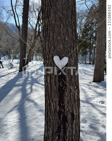 Heart made of snow 131866502