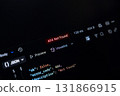 Programming code on a dark API interface shows a red 404 Not Found error, indicating a failed network request or active software debugging process 131866915