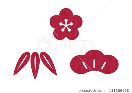 松樹、竹子和李子的日式插圖 紅色日本紙質地 向量 松樹、竹子和李子的日式插圖 紅色日本紙質地 向量 131866988