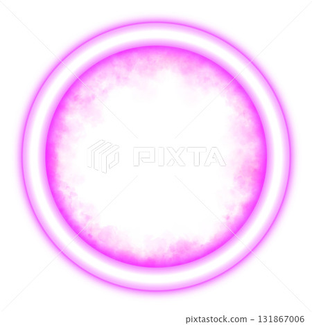 Glowing neon ring, frame with pink smoke texture inside on transparent background perfect for futuristic design projects Glowing neon ring, frame with pink smoke texture inside on transparent background perfect for futuristic design projects 131867006