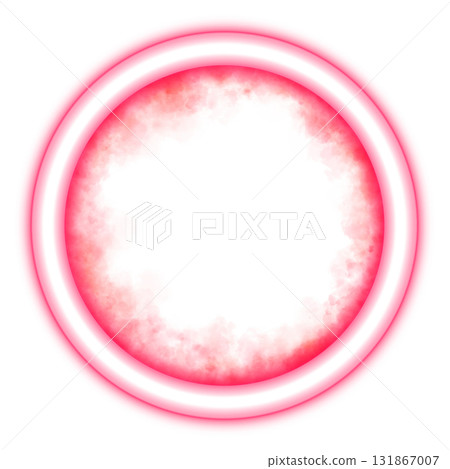 Glowing neon ring, frame with red smoke texture inside on transparent background perfect for futuristic design projects Glowing neon ring, frame with red smoke texture inside on transparent background perfect for futuristic design projects 131867007