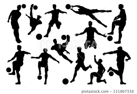 Soccer Football Players Male Men Silhouettes Group 131867338