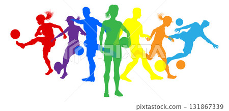 Soccer Football Players Men Women Silhouettes 131867339