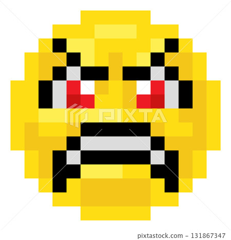 Pixel Art Emoji Emoticon Angry Face 131867347