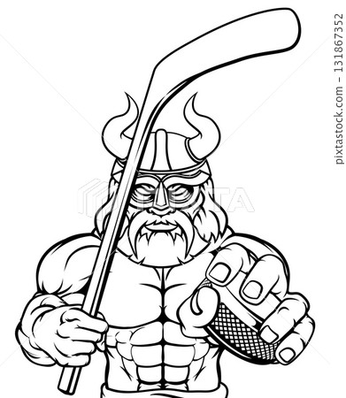 Viking Man Ice Hockey Sports Team Mascot 131867352