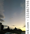 An airplane flying in the sunset sky of Chiba in October 131867498