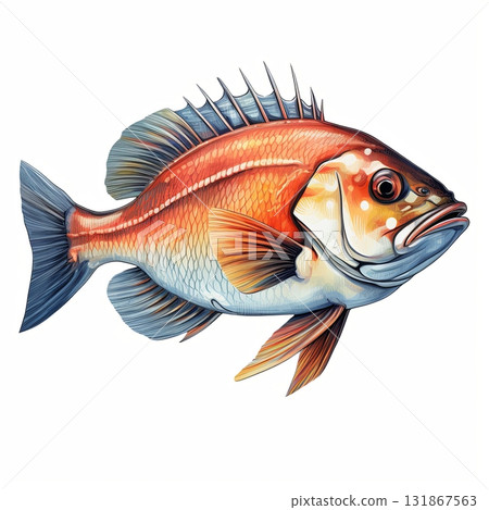 Striking Redfish Illustration Detailed Aquatic Wildlife Art for Educational and Creative Projects 131867563