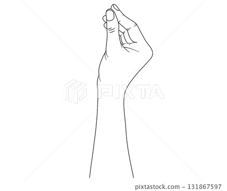 Line drawing illustration of a hand pinching with fingers vector material Line drawing illustration of a hand pinching with fingers vector material 131867597