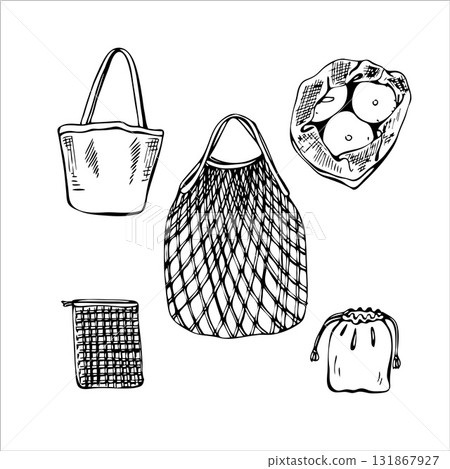 Set of eco bags isolated on white background 131867927