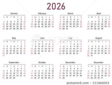 2026 Yearly Calendar With Month and Date Overview. 2026 Yearly Calendar With Month and Date Overview. 131868003