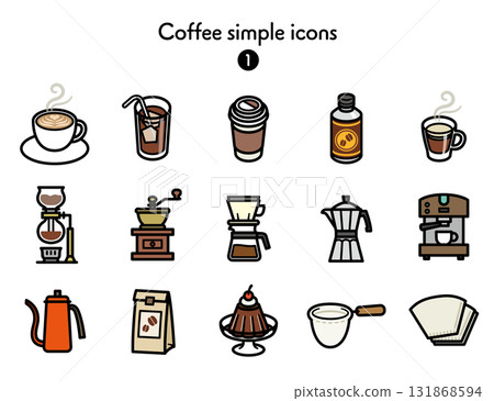 Simple icon collection Coffee 131868594