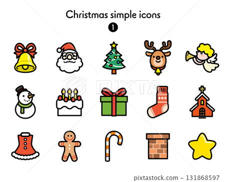 簡單圖標集合聖誕節 131868597