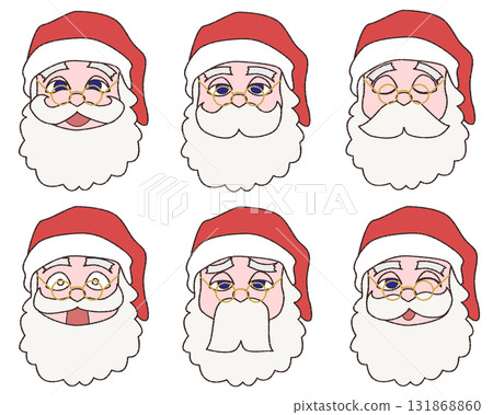 Santa Claus facial expression illustration set 131868860