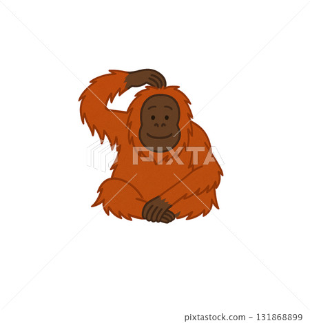 Orangutan color icon, animal, illustration, material, no background, document creation Orangutan color icon, animal, illustration, material, no background, document creation 131868899