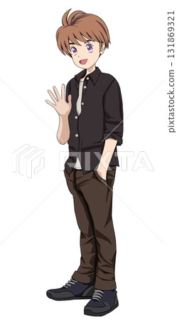 Boy waving his hand 131869321