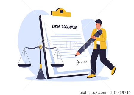 Illustration of Legal Document Signing and Finalizing a Contract 131869715