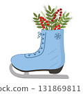 Hand drawn Christmas decoration with skates 131869811