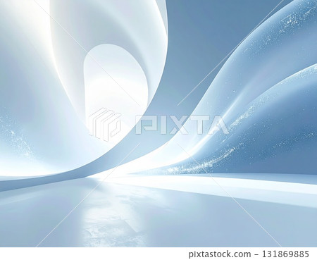A beautiful, bright white and gray inorganic concrete texture, with an abstract, minimalist design background of overlapping curves 131869885