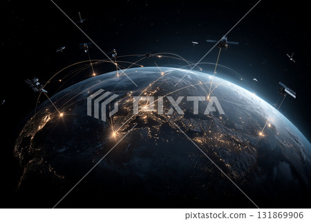 A large number of artificial satellites orbiting low Earth orbit A large number of artificial satellites orbiting low Earth orbit 131869906