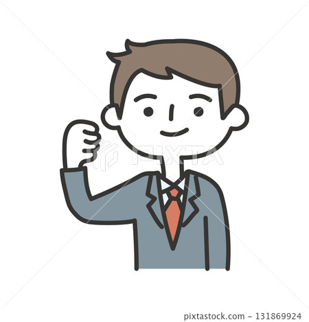  Businessman who plays guts pose 131869924