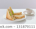 Hot sandwiches and coffee 131870111