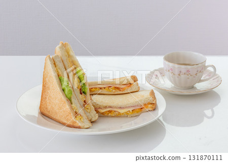 Hot sandwiches and coffee Hot sandwiches and coffee 131870111