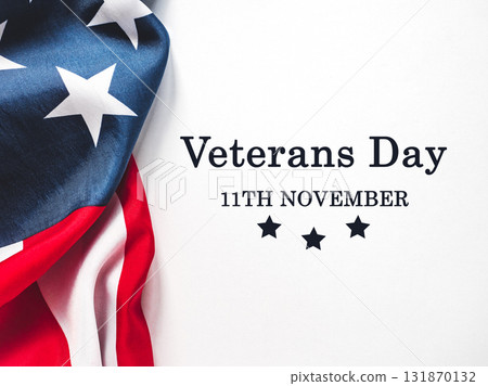 Veterans Day. American Flag and congratulatory inscription 131870132