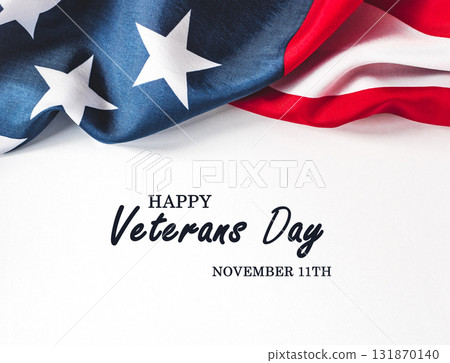 Veterans Day. American Flag and congratulatory inscription 131870140