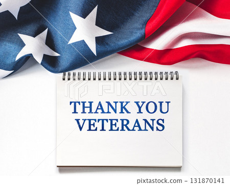 Veterans Day. American Flag and congratulatory inscription 131870141