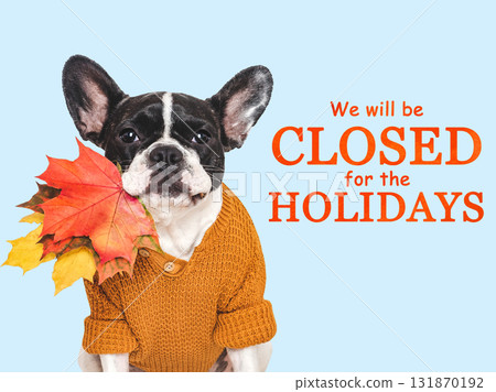 We will be closed for the Holidays. Cute puppy 131870192