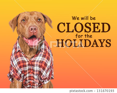 We will be closed for the Holidays. Cute dog We will be closed for the Holidays. Cute dog 131870193