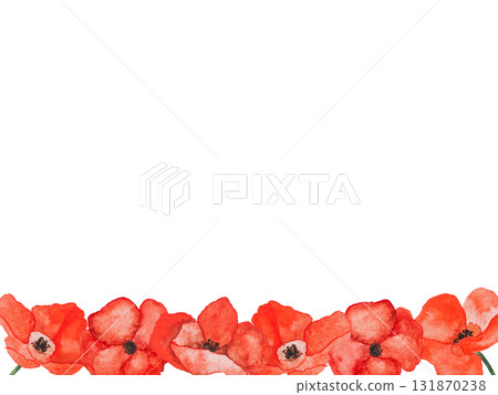 Greeting card with painted poppies. National holiday 131870238