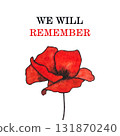 Remembrance Day. Lest We Forget. We Will Remember. Greeting card 131870240