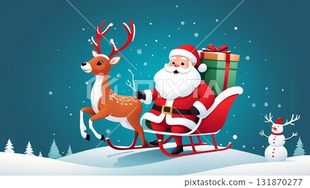 Christmas tree and reindeer on white background 131870277