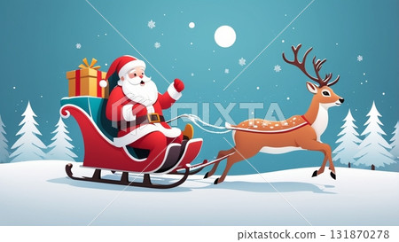 Christmas tree and reindeer on white background 131870278