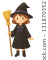 Illustration material of a witch holding a broom 131870352